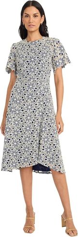 Maggy London Women's Trellis Trellis Lace High Low Midi Midi Scalloped Short Sereve A Line Wedding Guest Cocktail Cocktail in Saudi Arabia