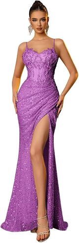 Mermaid Prom Dresses 2025 Sequin Evening Gowns for Women Formal Beaded Sparkly Homecoming Dresses Long 2025 in Saudi Arabia