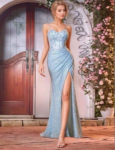 Mermaid Prom Dresses 2025 Sequin Evening Gowns for Women Formal Beaded Sparkly Homecoming Dresses Long 2025 in Saudi Arabia