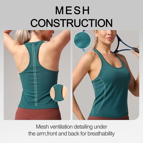 Racerback Workout Tank Tops for Women – Sleeveless Gym Yoga Shirts, Athletic Sports Camisole, Scoop Neck Seamless Activewear in Saudi Arabia