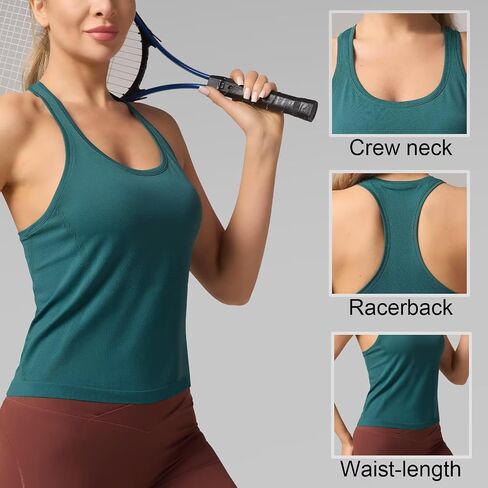 Racerback Workout Tank Tops for Women – Sleeveless Gym Yoga Shirts, Athletic Sports Camisole, Scoop Neck Seamless Activewear in Saudi Arabia