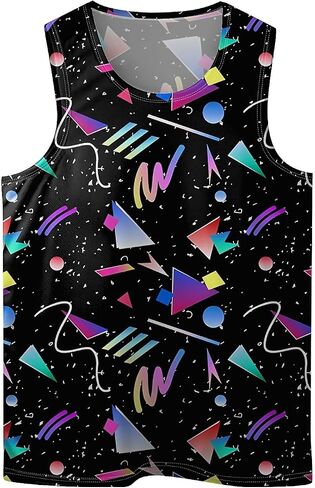 Colourful Dinosaur Mens Beach Tank Tops Novelty Graphic Quick Dry Sleeveless Shirt for Beach Workout S-4XL in Saudi Arabia