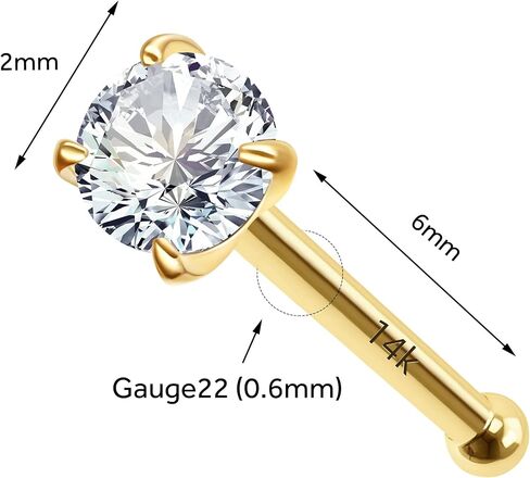 22G/20G Nose Stud 14k Gold Nose Rings for Women Piercing Jewelry for Women Non-Irritating Skin Safe Gold Nose Ring Studs in Saudi Arabia