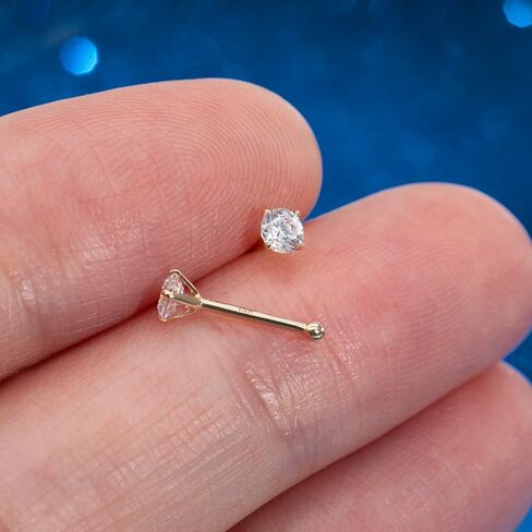22G/20G Nose Stud 14k Gold Nose Rings for Women Piercing Jewelry for Women Non-Irritating Skin Safe Gold Nose Ring Studs in Saudi Arabia