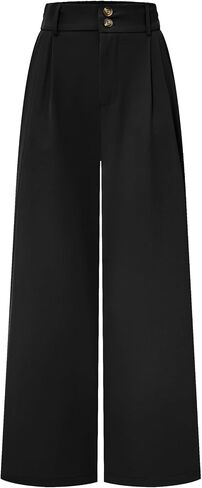 Auxdio Womens Straight Leg Pants عرضة عالية عالية الخصر سراويل مزدوجة الأزرار in Saudi Arabia