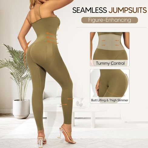 Jumpsuits for Women One Piece Spaghetti Straps Bodycon Seamless Romper Body Shaper Shapewear in Saudi Arabia