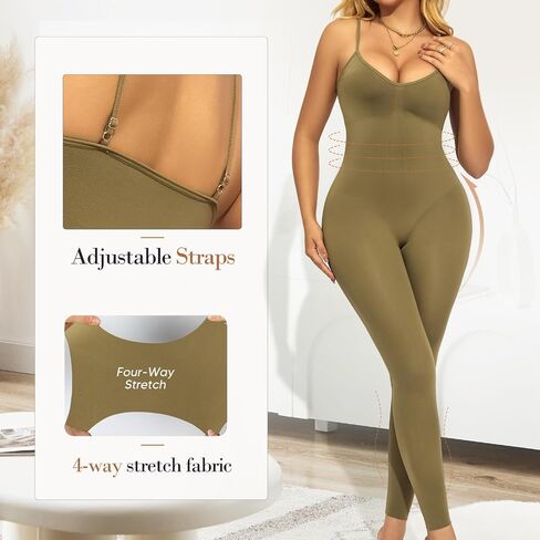 Jumpsuits for Women One Piece Spaghetti Straps Bodycon Seamless Romper Body Shaper Shapewear in Saudi Arabia