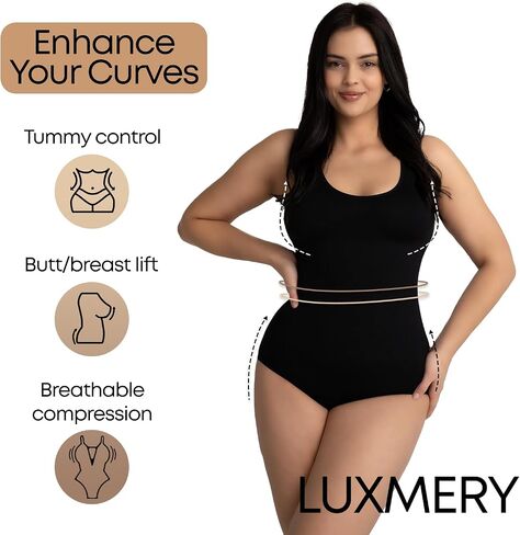 Sculpting Shapewear Round Neck Bodysuit - Tummy Control - Seamless Compression Body Shaper Women in Saudi Arabia