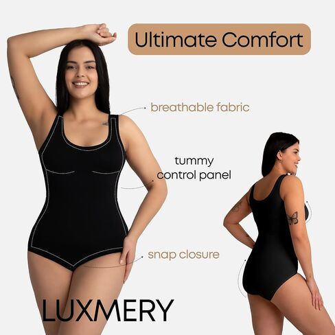 Sculpting Shapewear Round Neck Bodysuit - Tummy Control - Seamless Compression Body Shaper Women in Saudi Arabia