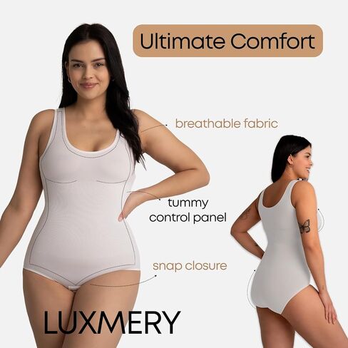 Sculpting Shapewear Round Neck Bodysuit - Tummy Control - Seamless Compression Body Shaper Women in Kuwait