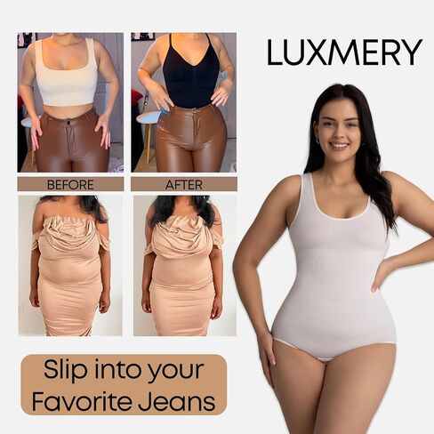 Sculpting Shapewear Round Neck Bodysuit - Tummy Control - Seamless Compression Body Shaper Women in Kuwait