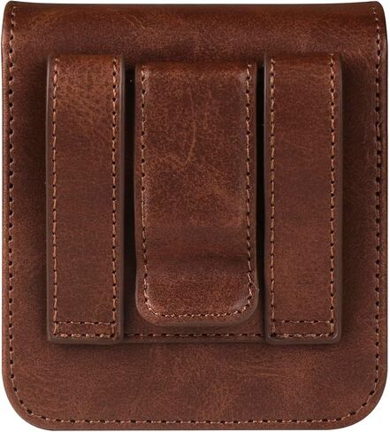 Belt Clip Holster Leather Black Compatible with Samsung Galaxy Z Flip 6 5 4 3 2 1 5G, Waist Pouch Case with Card Holder Compatible with Motorola Razr 5G/Razr 40 50 Ultra/Razr+/SM-F7070/F7000/F7110 in Saudi Arabia