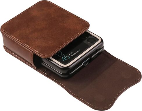 Belt Clip Holster Leather Black Compatible with Samsung Galaxy Z Flip 6 5 4 3 2 1 5G, Waist Pouch Case with Card Holder Compatible with Motorola Razr 5G/Razr 40 50 Ultra/Razr+/SM-F7070/F7000/F7110 in Saudi Arabia