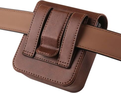 Belt Clip Holster Leather Black Compatible with Samsung Galaxy Z Flip 6 5 4 3 2 1 5G, Waist Pouch Case with Card Holder Compatible with Motorola Razr 5G/Razr 40 50 Ultra/Razr+/SM-F7070/F7000/F7110 in Saudi Arabia