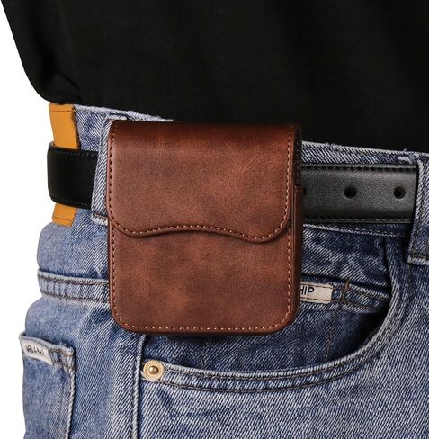 Belt Clip Holster Leather Black Compatible with Samsung Galaxy Z Flip 6 5 4 3 2 1 5G, Waist Pouch Case with Card Holder Compatible with Motorola Razr 5G/Razr 40 50 Ultra/Razr+/SM-F7070/F7000/F7110 in Saudi Arabia