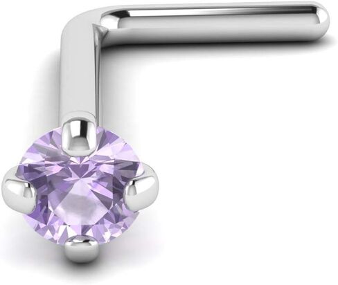 L-Shape Nose Stud Piercing | 20 Gauge 0.8mm Surgical Steel Bone Studs/Ring | 3mm gem in Saudi Arabia