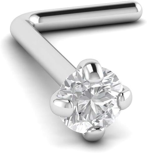 L-Shape Nose Stud Piercing | 20 Gauge 0.8mm Surgical Steel Bone Studs/Ring | 3mm gem in Saudi Arabia