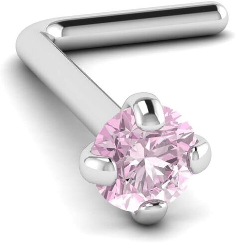 L-Shape Nose Stud Piercing | 20 Gauge 0.8mm Surgical Steel Bone Studs/Ring | 3mm gem in Saudi Arabia