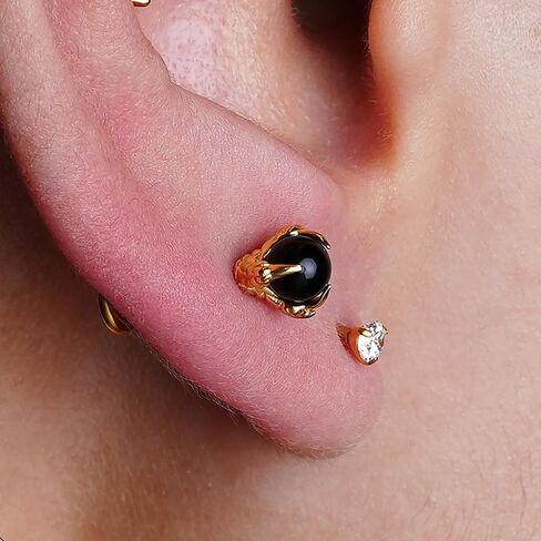 FINE4U 16G ASTM F136 Titanium Dragon Claw Piercing Jewelry Stud with 6mm 8mm post for Conch Helix Tragus Flat, Hypoallergenic Internally Threaded in Saudi Arabia
