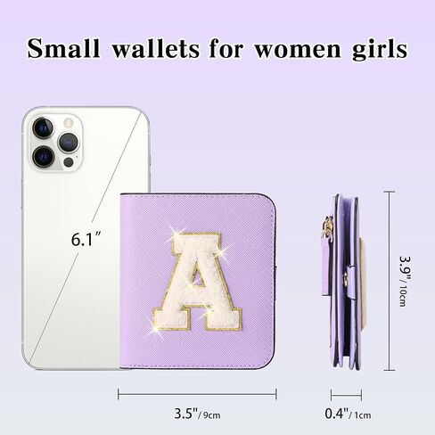 Initial Wallet Women Small Teen Girl Gifts Trendy Stuff Girls Wallets Personalized Christmas Birthday Gift for Women Friends Daughter Granddaughter 6 7 8 9 10 11 12 13 Year Old Purple A in Saudi Arabia