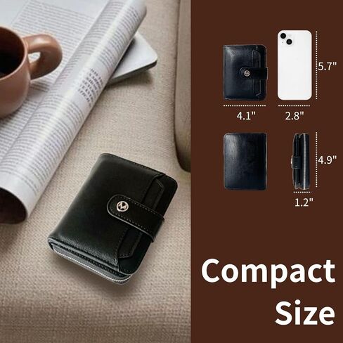 Wallet Women Small Leather Bifold Billfolds Zipper Coin Pocket Cash Compact Credit Card Holder with Detachable ID Window (Beige Brown) in Saudi Arabia