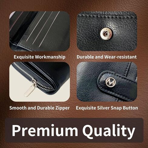 Wallet Women Small Leather Bifold Billfolds Zipper Coin Pocket Cash Compact Credit Card Holder with Detachable ID Window (Beige Brown) in Saudi Arabia