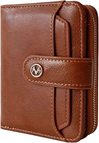 Wallet Women Small Leather Bifold Billfolds Zipper Coin Pocket Cash Compact Credit Card Holder with Detachable ID Window (Beige Brown) in Saudi Arabia