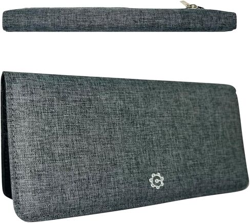 Caitlin Women RFID Blocking Long Bifold Executive Wallet with 12 Slots, 2 Key Pocket, Cash pockets, and 2 ID windows, and 2 privacy windows, Come with Premium Gift Box (Canvas, Denim Blue) in Saudi Arabia