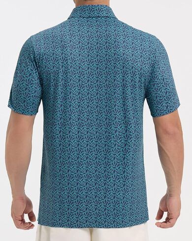 Golf Polo Shirts for Men - Print Moisture Wicking Quick Dry Short Sleeve Collared Polo Shirts for Golf Tennis Wear in Kuwait