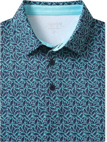 Golf Polo Shirts for Men - Print Moisture Wicking Quick Dry Short Sleeve Collared Polo Shirts for Golf Tennis Wear in Kuwait