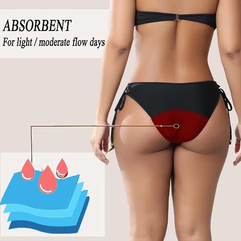 SherryDC Women Period Swimwear Menstrual Bikini Bottoms Tie Side Bathing Suit Leakproof Swim Bottoms for Teens, Grils in Kuwait