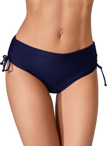 Women Full Coverage Bikini Bottom Tie Mid Waist Swim Bottoms Bathing Suit Swimsuit in Saudi Arabia