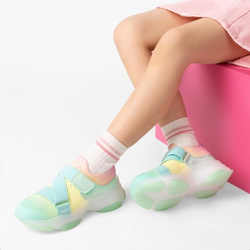DREAM PAIRS Kids Sneakers Girls Slip-On Shoes Z-Strap Colorful Jelly Sole Walking Shoes in Saudi Arabia