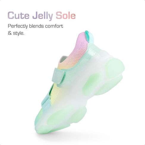 DREAM PAIRS Kids Sneakers Girls Slip-On Shoes Z-Strap Colorful Jelly Sole Walking Shoes in Saudi Arabia