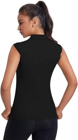 Women's Sleeveless Golf Polo Shirts UPF 50+ 1/4 Zip Tennis Tank Tops Quick Dry Outdoor Athletic Shirt in Kuwait