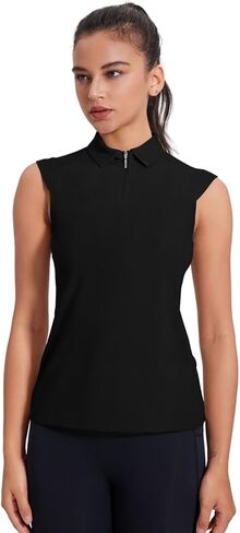 Women's Sleeveless Golf Polo Shirts UPF 50+ 1/4 Zip Tennis Tank Tops Quick Dry Outdoor Athletic Shirt in Kuwait