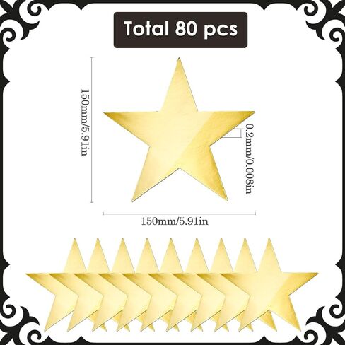 80Pcs 6 Inch Star Cutouts Silver Stars Decorations Five Star Paper Cutouts Double Printed Large Cardboard Stars Cutout for Bulletin Board Stars Birthday Wall Party Home Decoration Supplies in Saudi Arabia