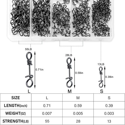 150-Pack Fly Fishing Snaps Twist Clips, 3/5 Sizes Stainless Steel Quick Change Lure Snaps No Knot Snap Quick Snap Fast Snap Lure Connector for Jigs Lures Fishing Clips Swivels Fishing Tackle in Kuwait