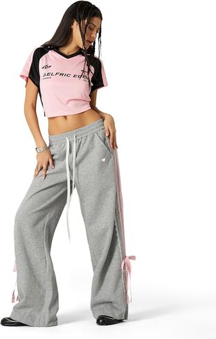 Aelfric Eden Lace Stripe Patcwork Plants Pants غير الرسمي للنساء بنطلون الساق المرنة مرنة in Saudi Arabia