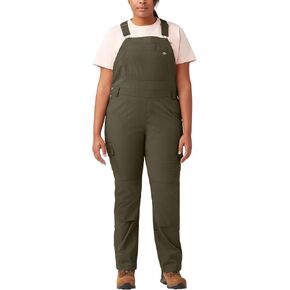 Dickies Women's Plus Cooling Ripstop Bib Overalls, RINSED MILITARY GREEN, 2PS