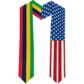 2025 Mauritius Flag and USA Flag Graduation Stole Graduation Sash for International Student (Baccalaureate Gown and Hat Not Included)