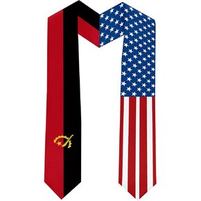 2025 Angola Flag and USA Flag Graduation Stole Graduation Sash Class of 2025 Graduation Scarf for International Student (Baccalaureate Gown and Hat Not Included)