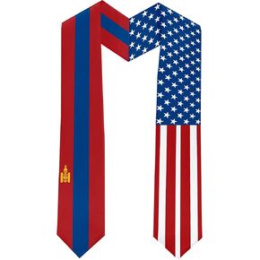 2025 Mongolia Flag and USA Flag Graduation Stole Graduation Sash for International Student (Baccalaureate Gown and Hat Not Included)