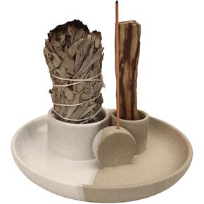 4 in 1 Incense Holder, Ceramic Incense Stick and Palo Santo Holder,Sage Holder for Burning- 5.5" Ceramic Ash Catcher Tray for Meditation and Yoga Room