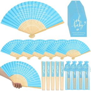 Baby Shower Favors for Guests Folding Paper Fans a Message from The Bump Favors Bamboo Fans with Thank You Tags Handheld Fans Baby Shower Party Favor for Girl Gender Reveal(Blue,25)