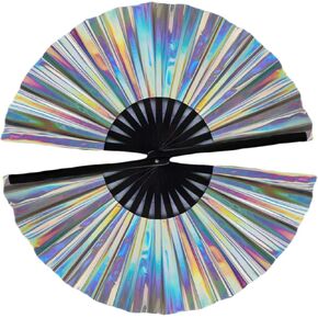 Boots on The Ground Hand Fan,Clacking Fans for Line Dancing,Hand Fans for Women Foldable,Foldable Laser Colors Hand Fan for Cooling, Dance, Party & Decoration (A)