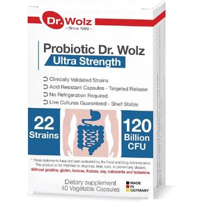 German Premium Daily Probiotics for Women and Men, 120 Billion CFU - 22 Strains, Vegan Probiotic Capsules for Gut, and Digestive Health Support Supplement, Target Release Pill Formula 40 Cout