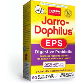 Jarrow Formulas Jarro-Dophilus EPS Higher Potency - 25 Billion Organisms Per Serving - 60 Veggie Caps - Multi-Strain Probiotic - Intestinal & Immune Health - 60 Servings