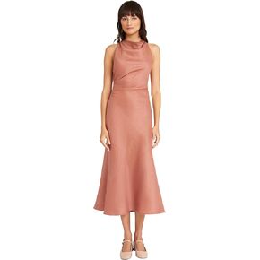 Elegant High Neck Sleeveless Midi Length Mermaid Cocktail Dresses for Women with Criss Cross Back