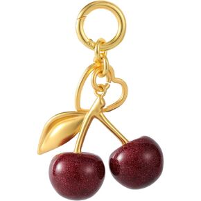 Beige Orange Cherry Bag Charms سلسلة مفاتيح ، سحر محفظة على شكل قلب لطيف للنساء ، إكسسوارات حقيبة اليد ، هدية أنيقة.